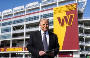 Trump Eyes Name on $3.7 Billion Washington Commanders Stadium, Says He Has βPlenty of Cards to Playβ